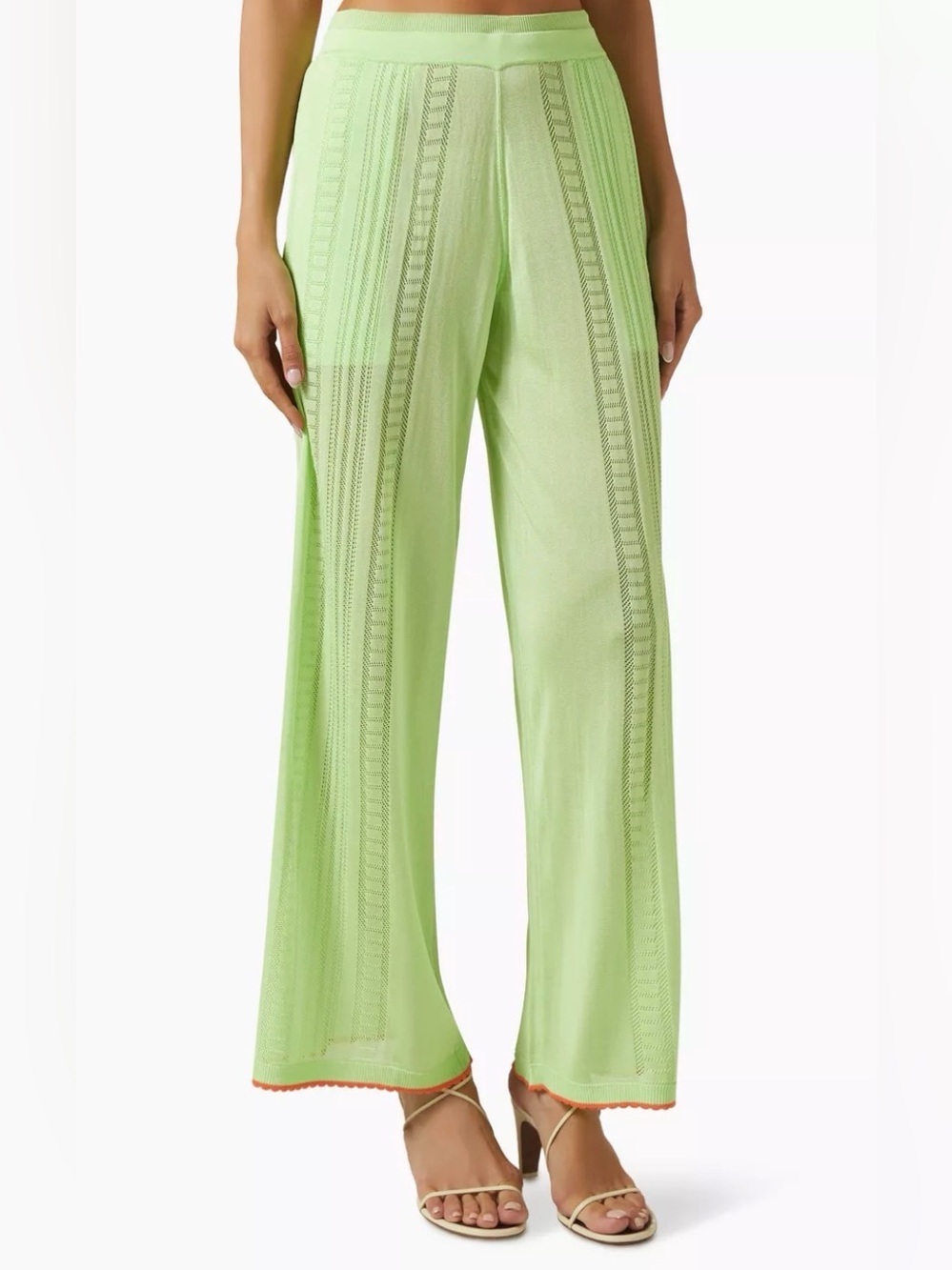 Donde Esteban Lulo Guayabera Knit Wide Leg Pants - Lime Green - Size XS